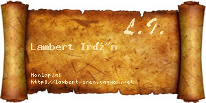 Lambert Irén névjegykártya